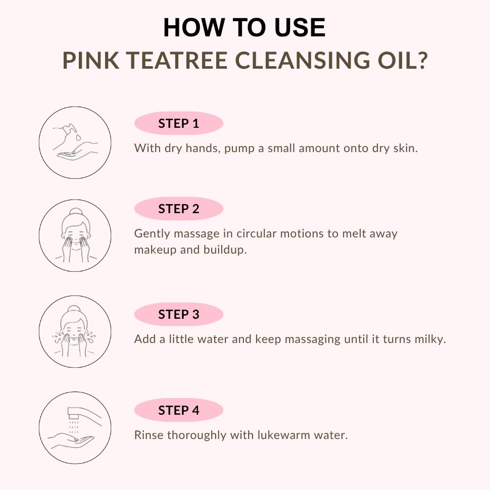 aplin Pink Tea Tree Cleansing Oil, Oil Cleanser for Face, Makeup Blackhead Remover, Korean Skin Care 6.76 fl oz(200ml)