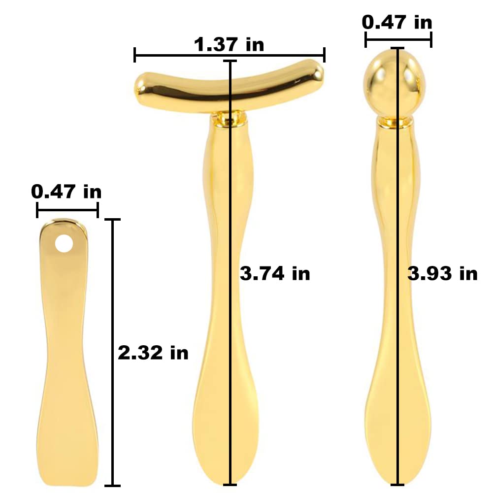 Metal Eye Face Cream Applicator Stick and Mini Cosmetics Spoon Spatula, Zinc Alloy Makeup Spoon Metal Eye Facial Massager for Facial Cosmetic Face Cream (Gold)