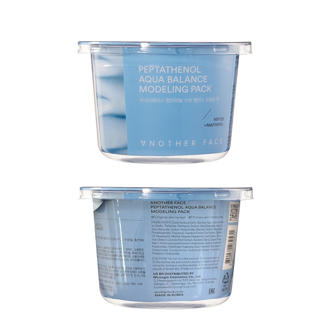 ANOTHERFACE PEPTATHENOL™ Aqua Balance Modeling Pack, Deep Hydrating & Cooling Jelly Mask, Intensive Calming & Soothing, Smooth Skin Texture, Home Spa Kit, Korean Skin Care, 4 cups in 1 Pack, Vegan