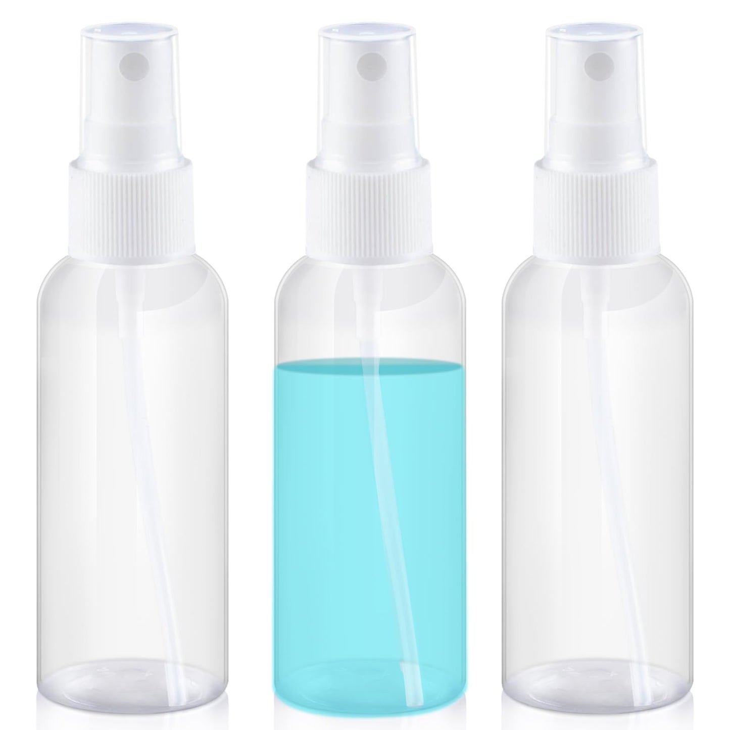 ZIZEMOJA 3.4OZ 6 Pack Small Spray Bottle 60ml, Clear Plastic Travel Spray Bottle, Empty Mini Sprayer Bottles for Face, Toner, Liquids, Essential Oils with Labels