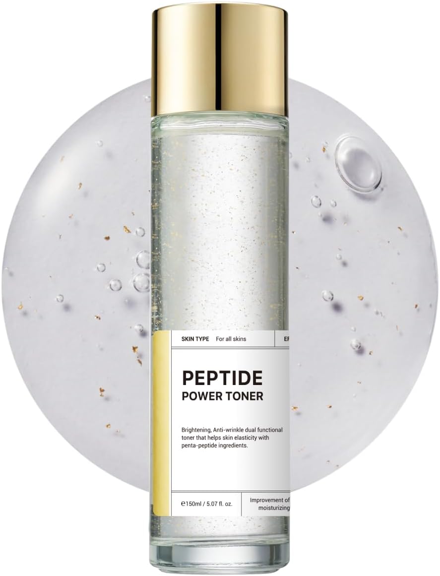BOM Cosmetics Peptide Power Toner 5.07 Fl Oz, Hydrating Serum-Like Toner with Penta-Peptides and 99% Pure Gold for Skin Collagen Boost, Smoothness, and Long-Lasting Moisture, Korean Skincare