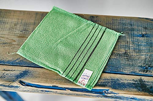 9pcs Genuine Korean/Asian Exfoliating Bath Washcloth, Skin Massage (Green 6pcs, Red 3pcs) Genuine Korean Italy Towel, Removing Dry, Dead Skin Cells, Cleaning Pores, Reusable