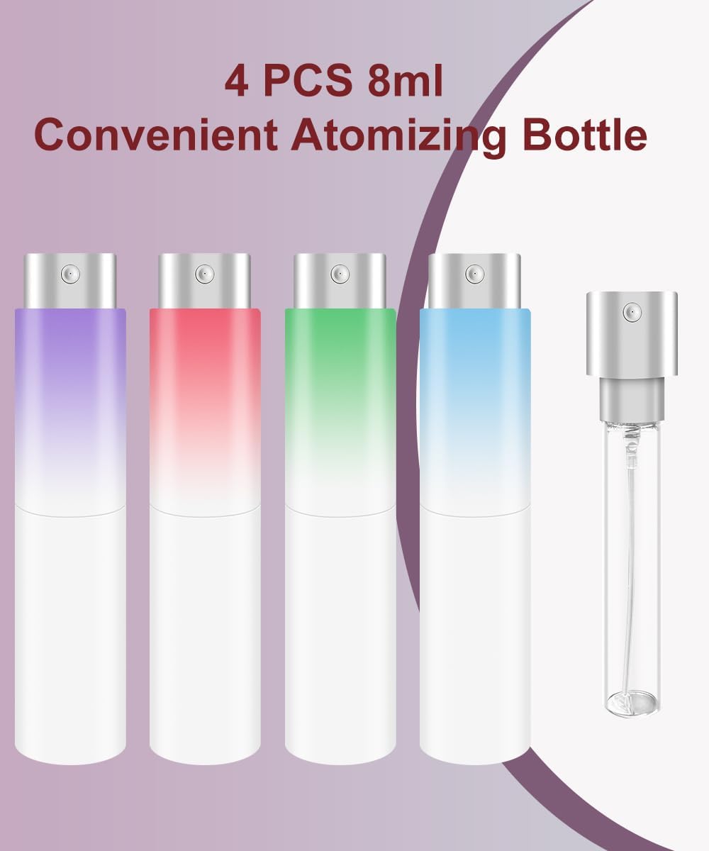 YOUXIU Travel Perfume Bottle Refillable,8ml Portable Mini Refillable Perfume Atomizer Refill Bottlerefill Small Perfume Spray Bottle Accessories For Women 4 Pack
