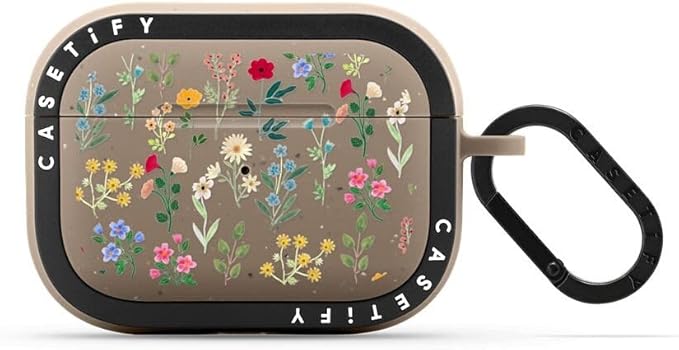 CASETiFY Bounce Airpods Pro (1st/2nd Gen) Case with Ring - Spring Botanicals - Matte Taupe
