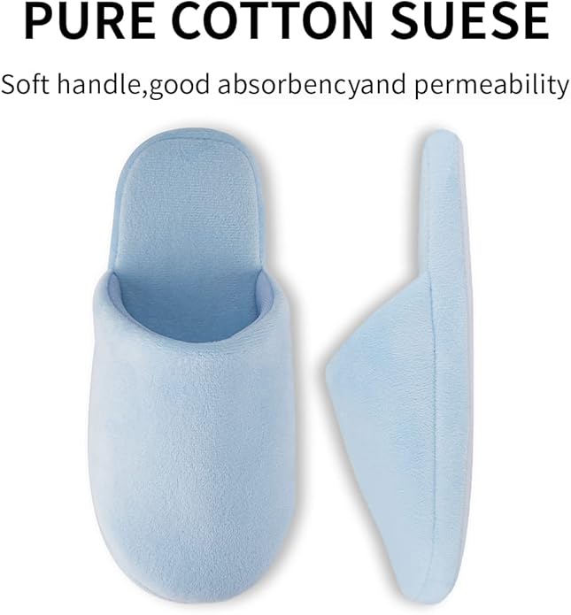 3-Pair Luxury Spa Slippers - Cotton Memory Foam Non-slip Closed Toe Washable Slippers for Hotel,Guest,Travel,Bride,Women and Men