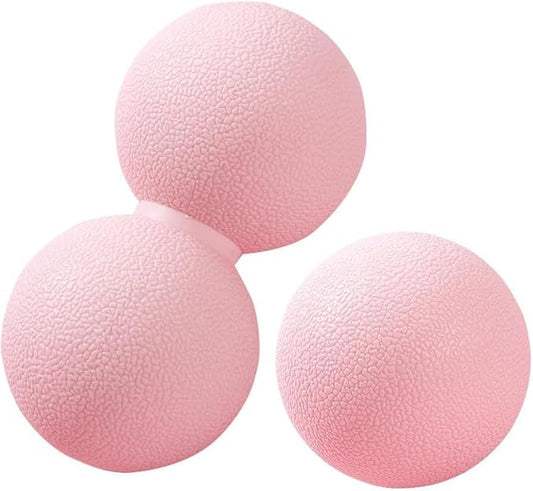 2-Piece Peanut Massage Ball Roller，Double Lacrosse Ball，Acupoint Myofascial Release，Muscle Knot Relaxer Trigger Point for Physical Therapy, Occipital,Back Knot,Psoas Muscle Release Tool (Pink)