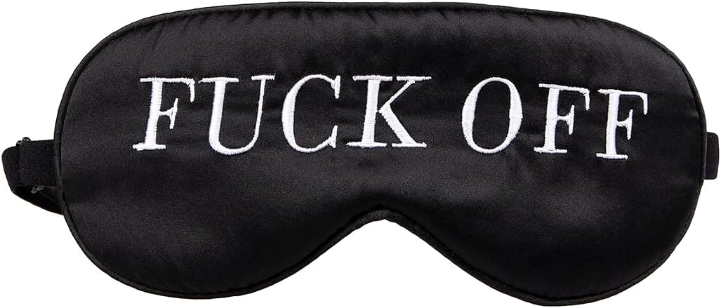 NMM Global 100% Mulberry Silk Sleep Mask Blackout, Cute Natural Sleeping Mask with Adjustable Elastic Strap, Satin Eye Cover for Men Women Adults (Fuck Off)