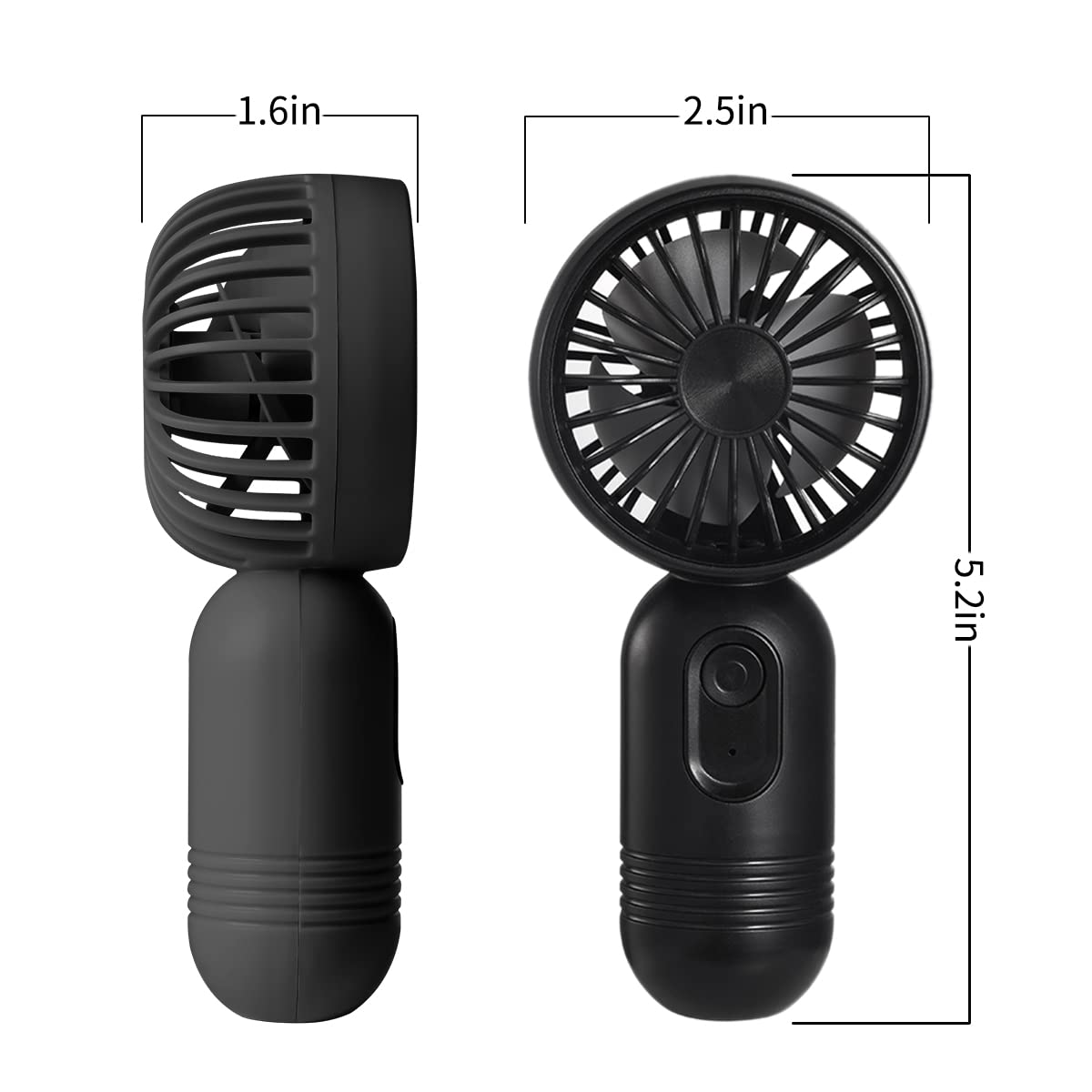 [Portable Mini Fans 3-pack] Handheld Personal Small Fan with 3-speed for Travel, USB Rechargeable Battery Operated Eyelash Fan, Black&White&Pink