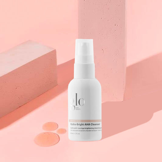 Glo Skin Beauty Hydra-Bright AHA Cleanser and Hydrator Mini Travel Size Skincare Set - Foaming Gel Cleanser and Lightweight Moisturizer for Hydrated, Brighter, Smoother Skin