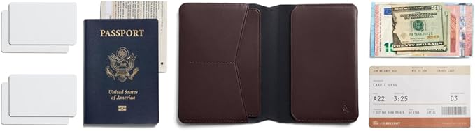 Bellroy Passport Cover (slimline travel wallet/pouch with card slots and space for cash plus travel documents) - DeepPlum