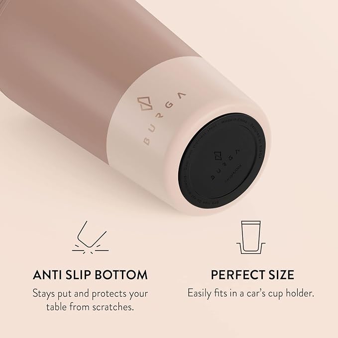 BURGA Travel Coffee Mug (16oz) Spill-Proof, Secure-Seal Insulated Mug Scratch-Resistant, Stainless Steel Anti-Slip Tumbler Double Pink