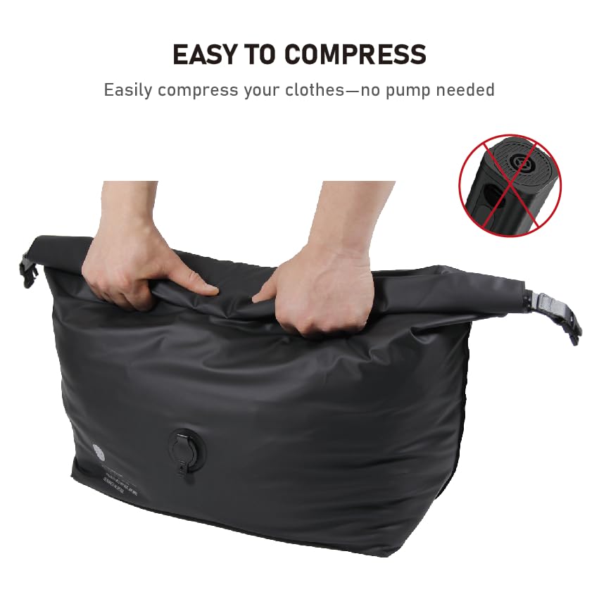 Noitullop Vacuum Compression Bags for Travel, 40L Pump-Free Reusable Vacuum Bags, Waterproof Laundry Bag for Backpack and Suitcase, Space Saver Bags for Backpacking