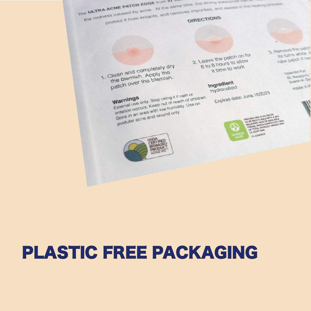 27habits ULTRA BLEMISH PATCH (30 patches) - protects and covers blemishes, made with eco-friendly packaging, fast absorbing hydrocolloid, tapered edge, Korean skincare
