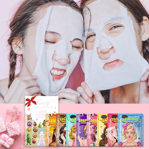 FeiCuiYun Girl Character Sheet Masks, Spa Party Facial Mask Skincare Set, Sheet Masks Skin Care, Moisturize Brighten Soothe for All Skin Types, Christmas Birthday Gifts for Women Men Girls, (8Pcs)