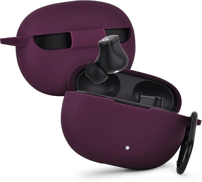 AIRSPO Silicone Case Compatible with Beats Studio Buds Case 2021 Soft Protective Cover for Beats Wireless Earbuds with Keychain (Dark Purpl)