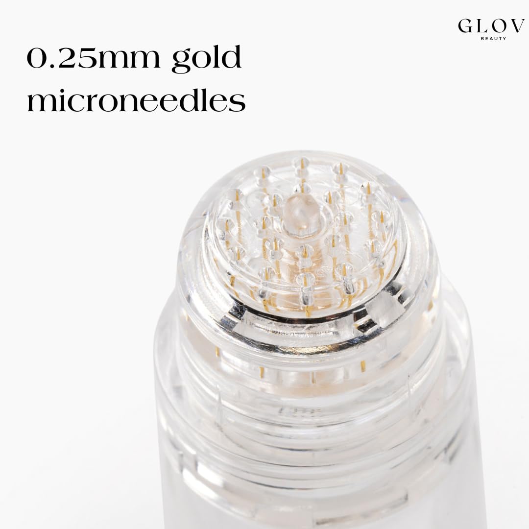 Glov Beauty Micro Infusion Hair Renewal Kit - with Hyaluronic Acid, Peptide & Botanical Serum Ampoules - Helps Promote Fuller, Hydrated Strands - 0.25mm Stamp for Scalp Care