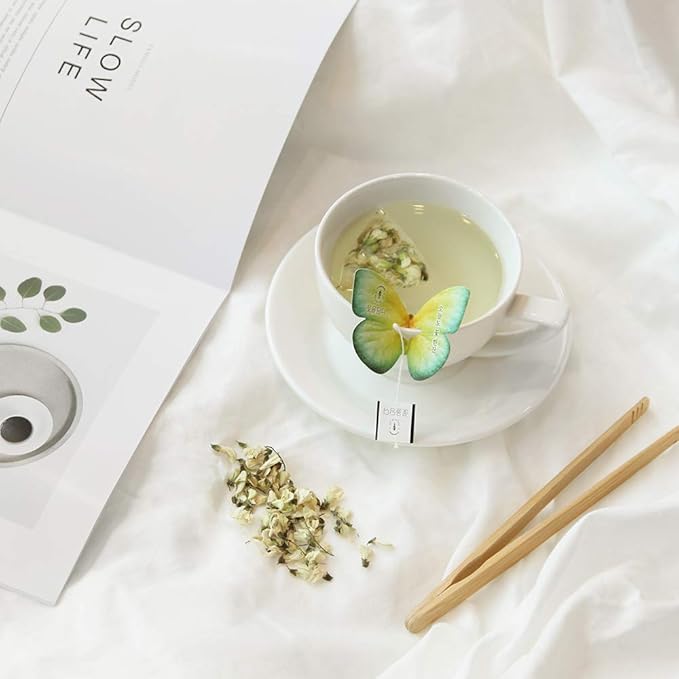 KKOKDAM Korean Tea Gift Set Sampler – 3 Flavor Pink Butterfly Tea Bag Sampler – Elegant Box for Tea Lovers - Perfect as Korean Gifts for Women