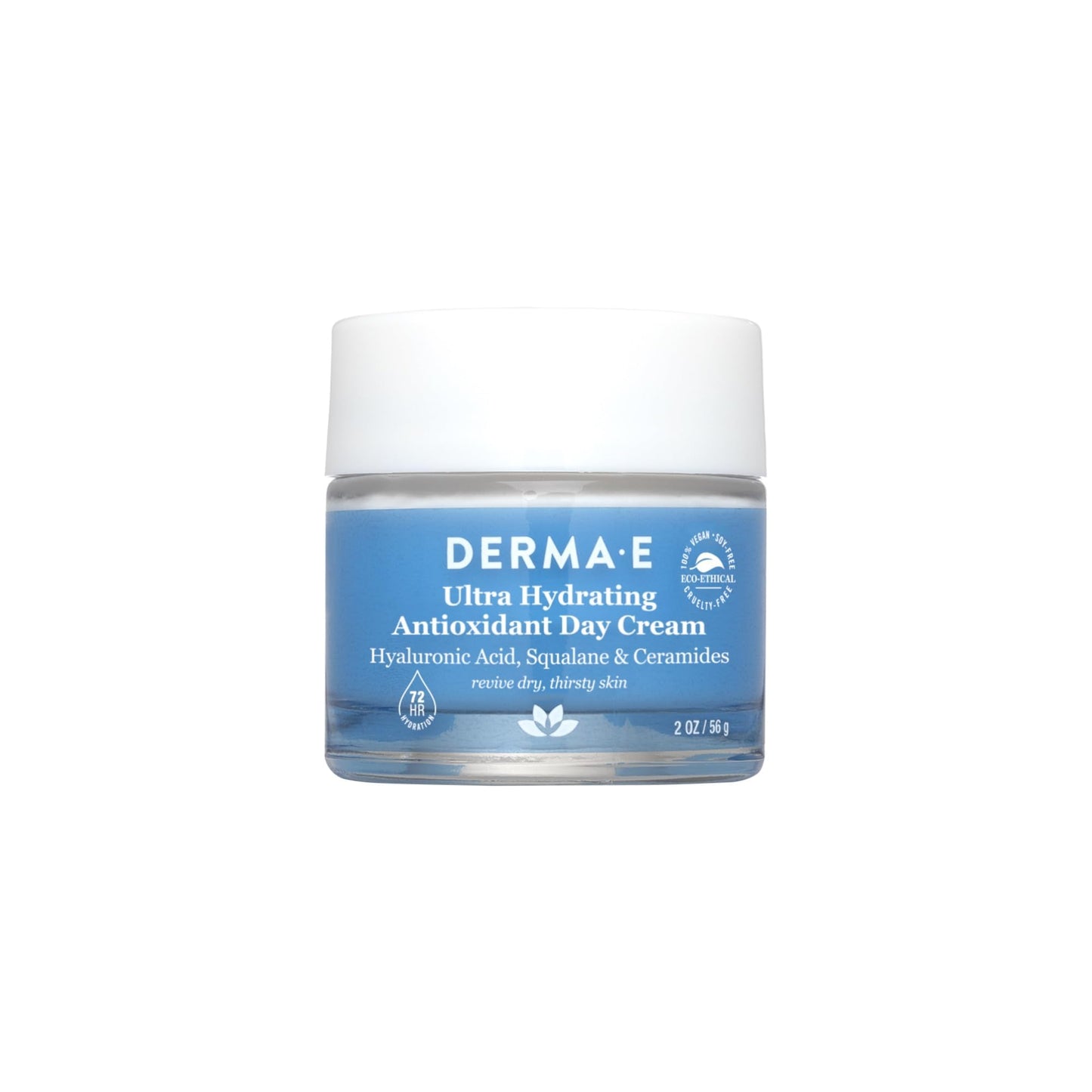 Derma E Ultra Hydrating Antioxidant Day Cream – Face Moisturizer with Hyaluronic Acid, Squalane, and Ceramides to Smooth and Nourish, Hydrating Face Moisturizer for Sensitive Skin, 2 Fl Oz