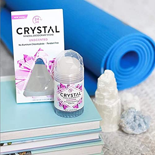 CRYSTAL Mineral Deodorant Stick - Unscented Body Deodorant With 24-Hour Odor Protection, Non-Staining & Non-Sticky, Aluminum Chloride & Paraben Free, 4.25 oz, (2 Pack) (Packaging May Vary)