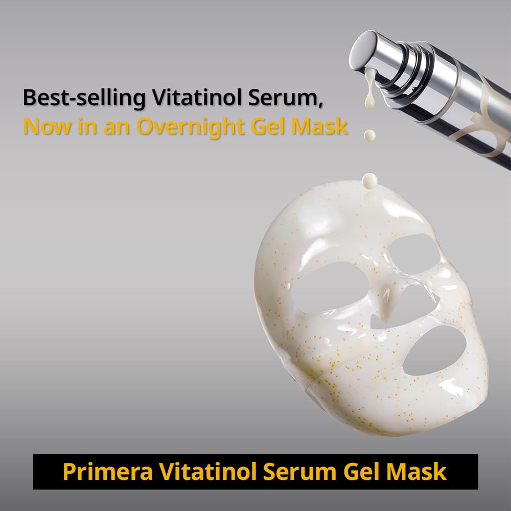 Primera PRMR Vitatinol Serum Gel Mask | Overnight Melting Masks, for Collagen Synthesis with Vitamin C & Retinol, Immediate Pore Tightening, Firming and Hydrating 34g x 4EA