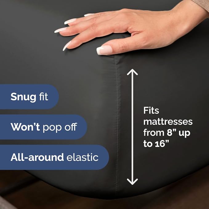 Bulk Case Pack of 12 Sheet Sets - (12) Complete Cal King Size Sheet Sets w/Deep Pockets - Wholesale Bulk Bedding for Hotels, Spas & Airbnbs - Breathable, Soft & Wrinkle Free - (Cal King, Charcoal)