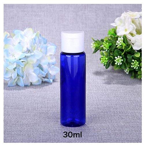 12PCS 30ML / 1oz Empty Plastic Blue Flip Cap Bottle BPA-Free Cobalt Vial Jar Pot Container For Toner Travel Comestic Lotion Makeup Creams Sample Dispensing Shower Gel Water Emollient