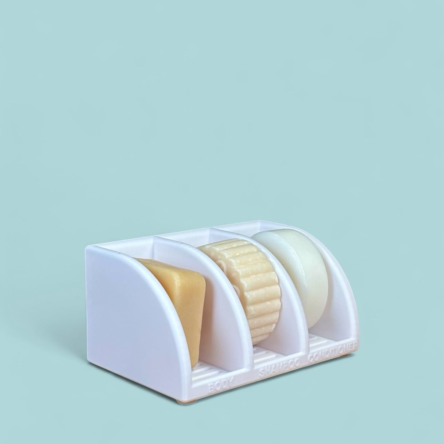 Solid Shampoo Bar Holder – Multi-Bar Soap Dish with Drainage – Soap Bar, Shampoo Bar and Conditioner Bar Bathroom Organizer – Keeps Bars Dry & Lasts Longer (White)