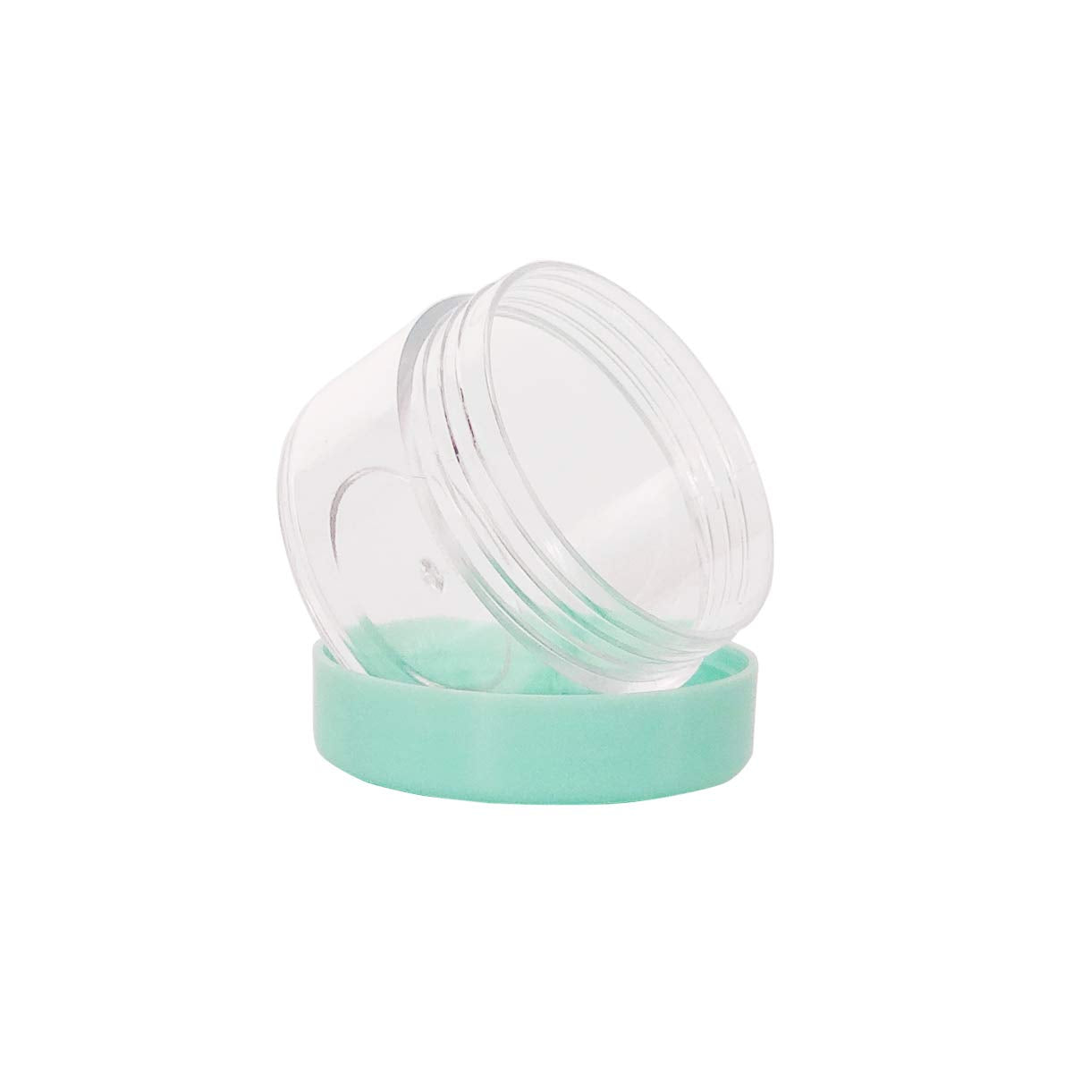 Wopanxye 20pcs 15 gram Empty Travel Sample Jar, 15g Mini Cosmetic Container Tins, 15ml Small Round Pot with GREEN Screw-up Lids, for Makeup Facial Cleaner Creams Lotions Mask Lip Gloss Moisturizers