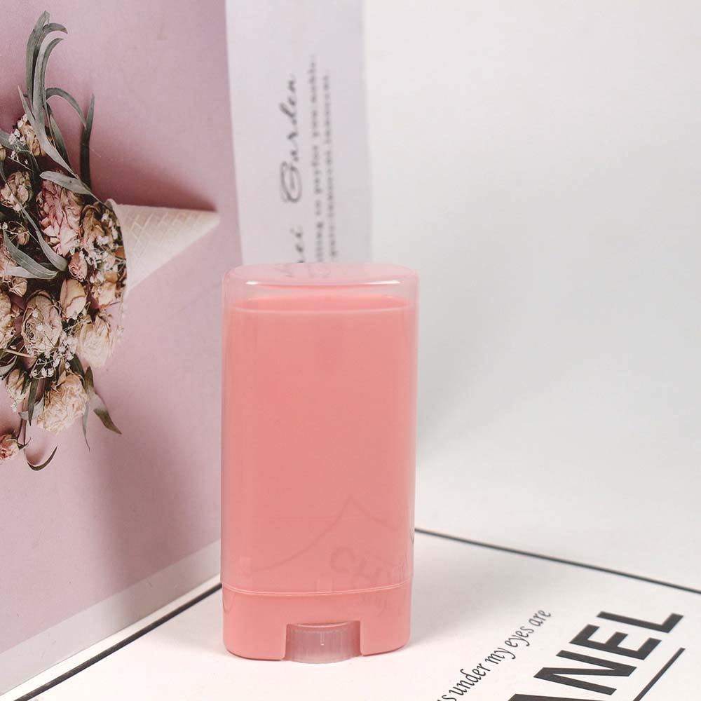 COSIDEA 25 PCS plastic empty 15g / 0.5 oz travel size Pink oval shaped lip balm tube mini deodorant containers 15ml lipstick tube Twist up hair wax container