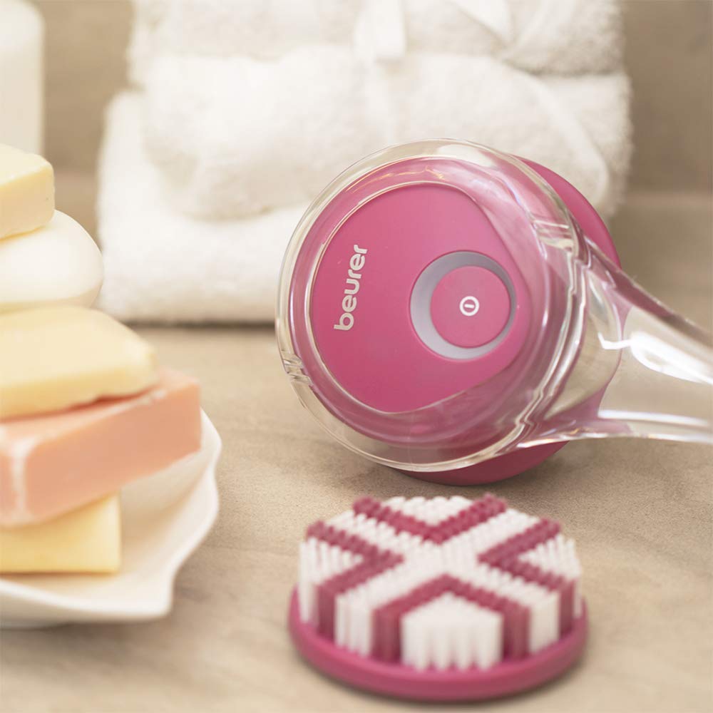 Beurer FC55 Electric Body Scrubber for Exfoliating and Massage, Waterproof for Showering, Cordless and Rechargeable, Spinning Skin Cleansing Brush with 2 Attachments