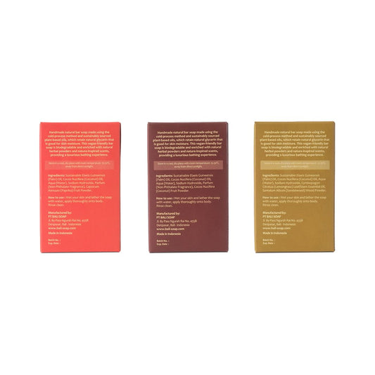 Bali Soap 3-Pack Handmade in Bali, Natural Cold Processed Bar Soap for Daily Use with Plant-Based Oils, Purifying & Refreshing, Vegan