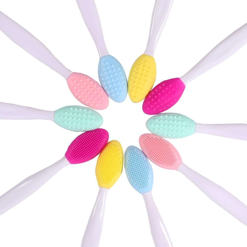 5pcs Lip Scrub Brushes Double Sided Silicone Lip Exfoliating Brush Facial Cleansing Face Nose Clean Brush