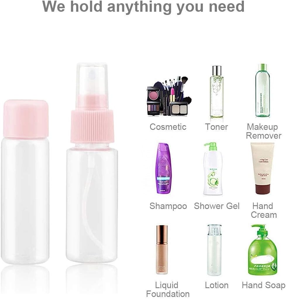 Portable Travel Bottles Kit, Upgraded TSA Approved Leak Proof Toiletry Containers Set, Clear PET Flight Size Cosmetic Containers for Lotion, Shampoo, Cream, Soap, Set of 12, White