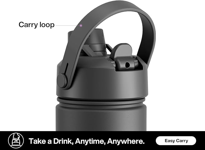 26 oz Insulated Water Bottle with 2-in-1 Straw and Spout Lid, Glow-in-the-Dark, 24H Cold, Leakproof, Fits in Car Cup Holder, Stainless Steel for Sports, Travel, and School (Midnight Mirage)