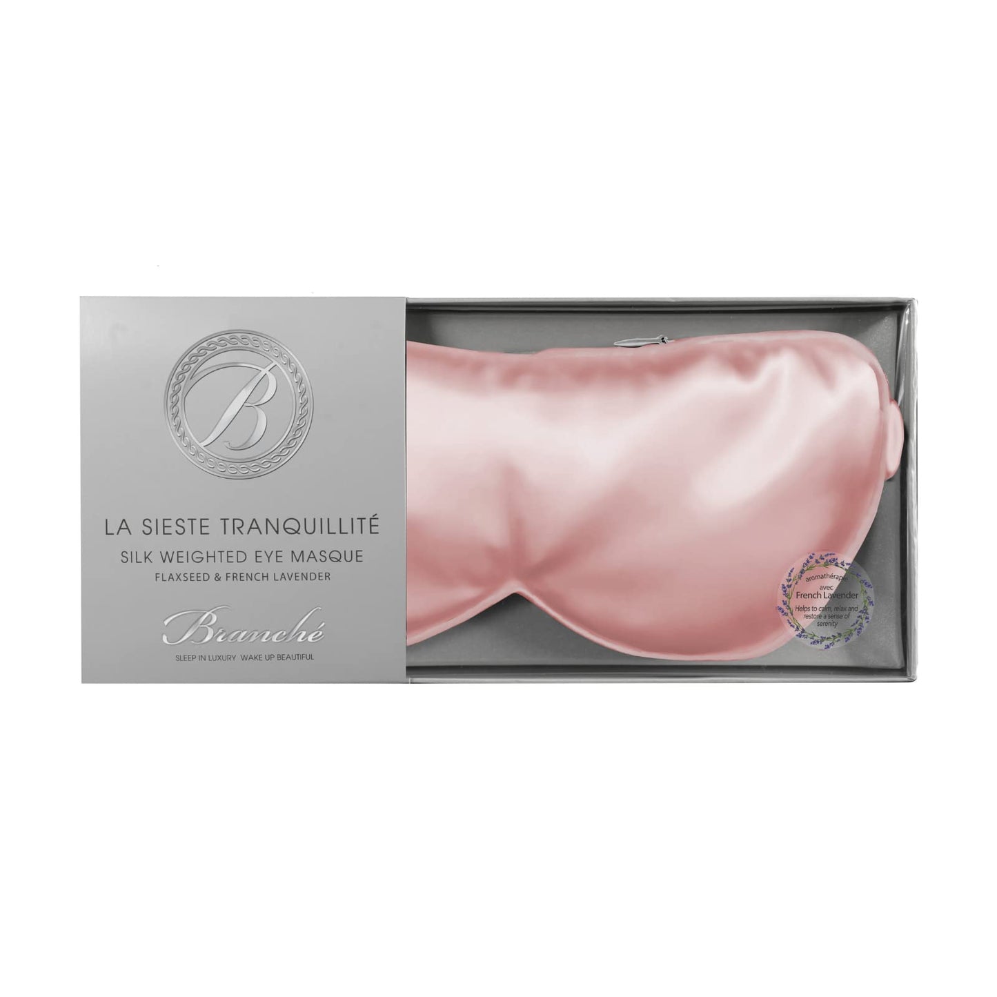 Branche Beauty Silk Eye Mask La Sieste Tranquillité - Stylish 100% 6A Silk 22 Momme Sleep Mask, Eye Cover, Shade Blindfold Sleeping Sleepover Mask for Luxury Sleep in Total Darkness (Blush)