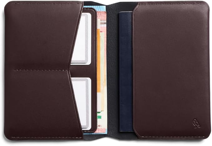 Bellroy Passport Cover (slimline travel wallet/pouch with card slots and space for cash plus travel documents) - DeepPlum