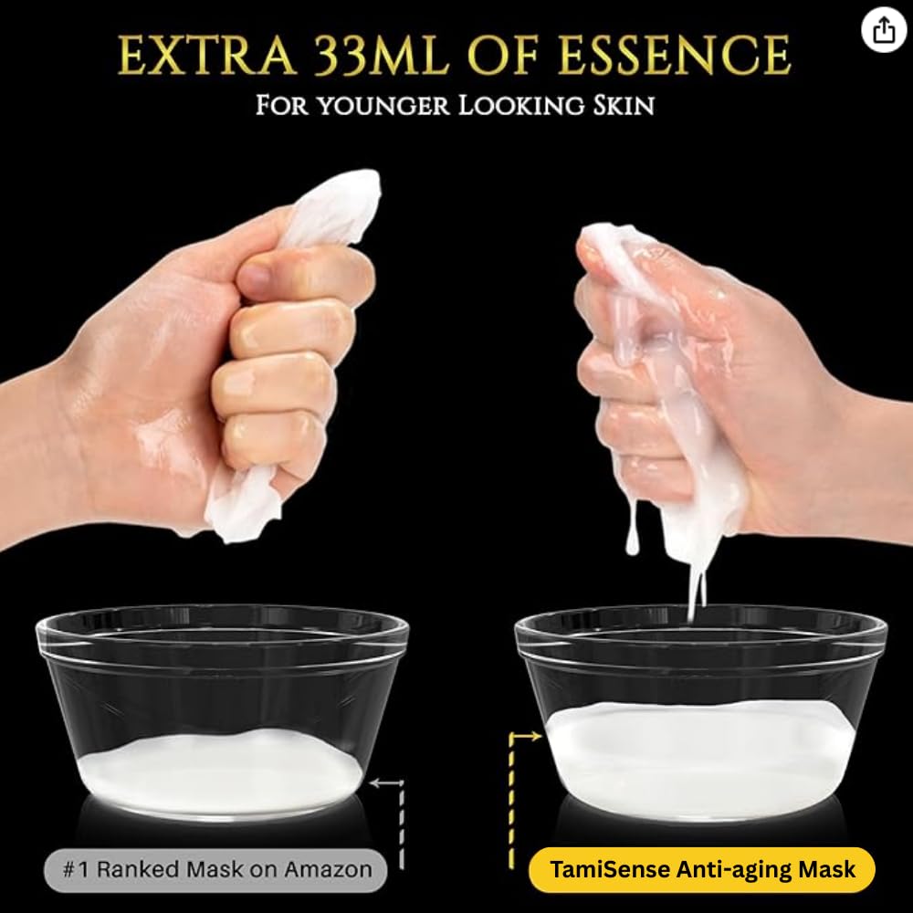 33ml Essence Best Moisturizing Face Mask For Korean Skincare - Sheet Masks with 33ml Serum Vitamin B Complex Rice Extract Collagen & Face Moisturizer for women men (5 Masks)
