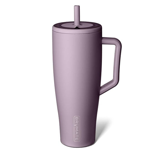 BrüMate Era 40 oz Tumbler with Handle and Straw | 100% Leakproof Insulated Tumbler with Lid and Flexible SoftSip Straw | Made of Stainless Steel | Cup Holder Friendly Base | 40oz (Lilac Dusk)