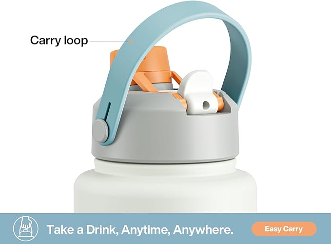 40 oz Insulated Water Bottle with 2-in-1 Straw and Spout Lid, Keep Cold 24H, Leak-Proof, BPA-Free, Double Wall Stainless Steel Water Bottle for Sports, Gym, Travel, and School (Be Free)