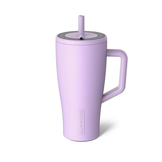 BrüMate Era 30 oz Tumbler with Handle and Straw | 100% Leakproof Insulated Tumbler with Lid and Flexible SoftSip Straw | Made of Stainless Steel | Cup Holder Friendly Base | 30oz (Lavender)