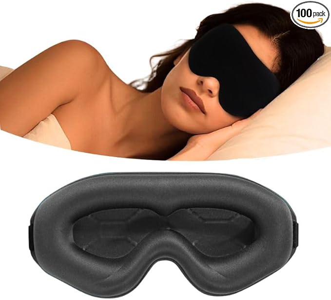 Premium Ultra-Light Sleep Mask, Only 0.73oz, 100% Light Blocking, Comfortable 3D Contoured Memory Foam, Lash Extension Eye Masks for Sleep, Travel, Office, for Men Women Side Sleeper, Black