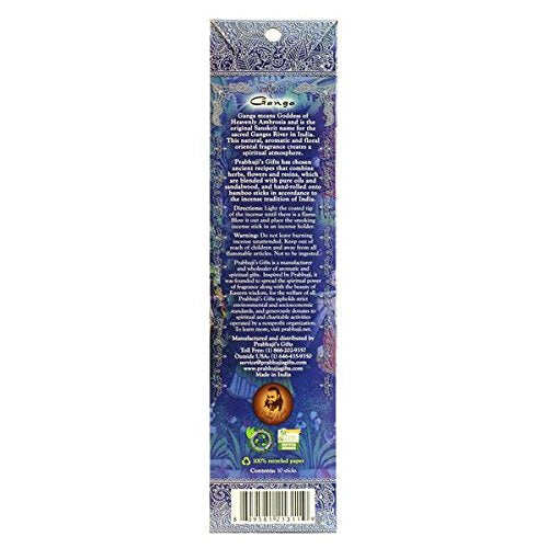 Prabhuji's Gifts Ganga Hand-Rolled Spiritual Incense Sticks from India - Aromatic Sticks - Stick Incense for Meditation - Yoga, Relaxation, & Aromatherapy Incense - Cinnamon, Lavender, and Jasmine