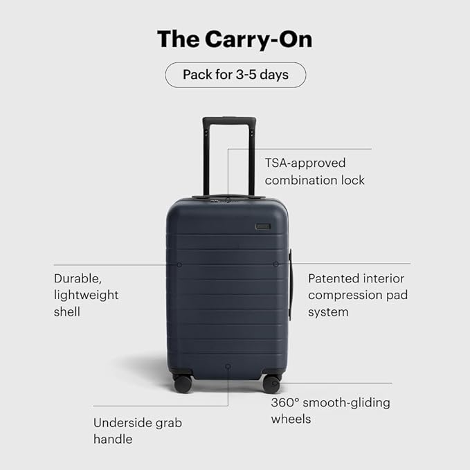 Away Carry-On Luggage, Lightweight Hardside Suitcase with Spinner Wheels, 22 Inch Airline Approved, TSA Lock, Navy Blue