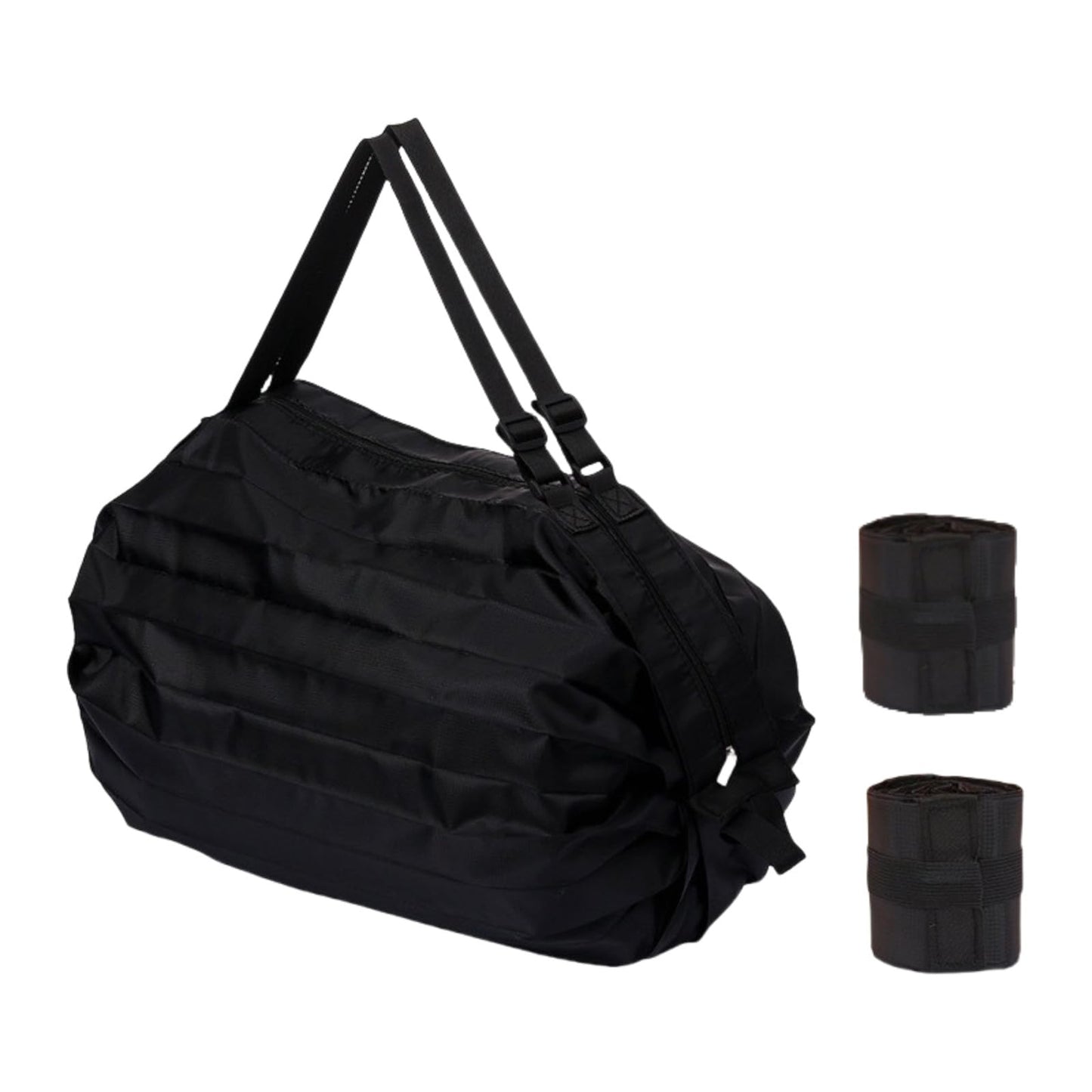 SUSOYAOCHEN 2PCS Travel Shoulder Bag Reusable Grocery Bags Foldable Shopping Bags Washable Waterproof Nylon Pouch Bags Sports handbag (Black)