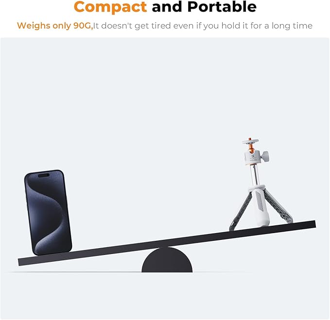 K&F Concept Selfie Stick, Small Camera Tripod Handheld Tripod for Camera Max Load Capacity 2kg, 1/4" Screw Universal for Sony/Nikon Camera Vlogging Tripod for Cell Phone DJI OSMO Pocket 3.(Grey)