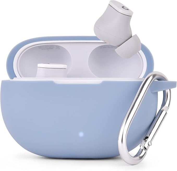 AIRSPO Silicone Case Compatible with Beats Studio Buds Case 2021 Soft Protective Cover for Beats Wireless Earbuds with Keychain (Grayish Blue)