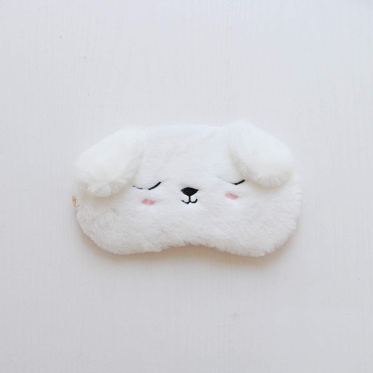 Shinywear 2 Pcs Cute Sleepping Eyemask Black Cat & White Dog Animal Cartoon Style Silk Feeling Plush Eye-Shade Cover Blinder