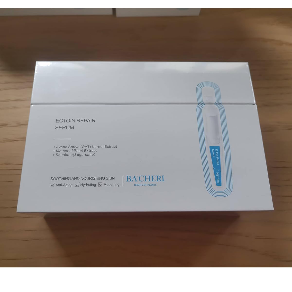 BACHERI Ectoin Repair Face Serum Ampoules # 30 Pcs/Box - Deep Moisture & Anti-Aging Serum with Beta-Glucan, Glycerin, and Hyaluronic Acid – Hydration, Soothes & Protects All Skin