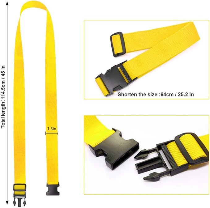 2Pack Luggage Straps for Suitcases, Travel Connector for Carry On Bag, Add Bag to Connect Two Suitcases, Adjustable Belt Attachment Accessories for Connect Your 3 Luggages, Yellow