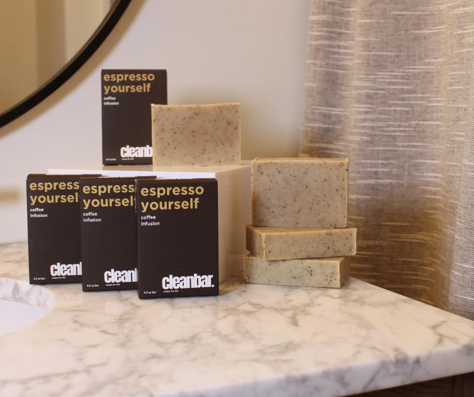 Cleanbar All-natural Bar Soap - Espresso Yourself - Coffee, Almond, Lavender, Peppermint, and Lemon Exfoliating Bar Soap, 4.5 oz